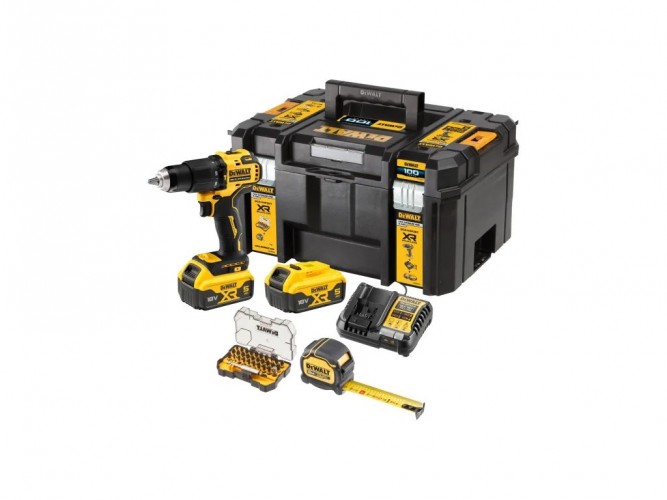DeWALT Aku příklepová vrtačka DCZ100P2KT-QW 18V/2x5Ah, Kufr, příslušenství